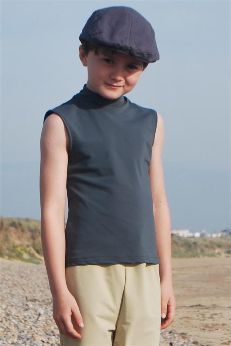 Unisex Sleeveless Sun Protective Turtle Neck Top - UPF 50+, Age 0-10-zoom-