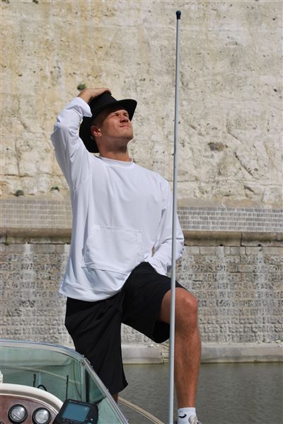 Mens Long Sleeve Round Neck Top with Kangaroo Pocket - UPF 50+-zoom-4