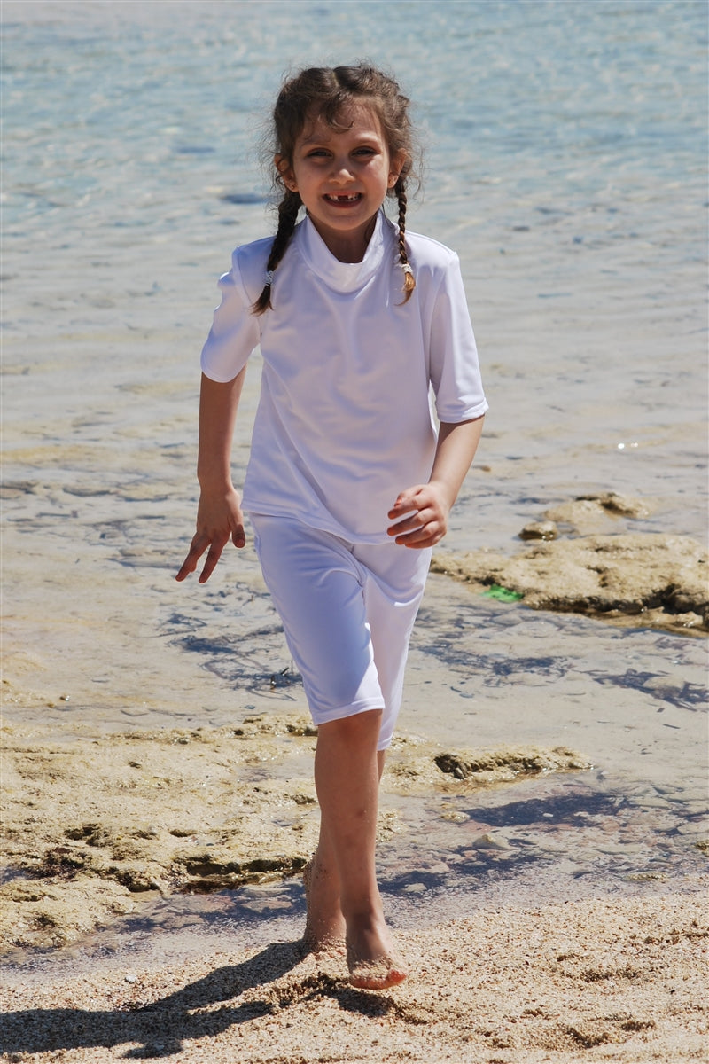 Unisex Kids Short Sleeve Turtle Neck UV Top - UPF 50+, Age 0-10-zoom-