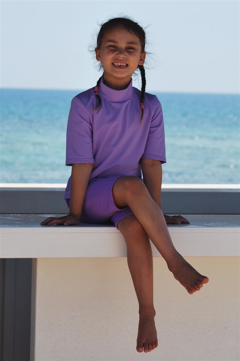 Unisex Kids Short Sleeve Turtle Neck UV Top - UPF 50+, Age 0-10-zoom-