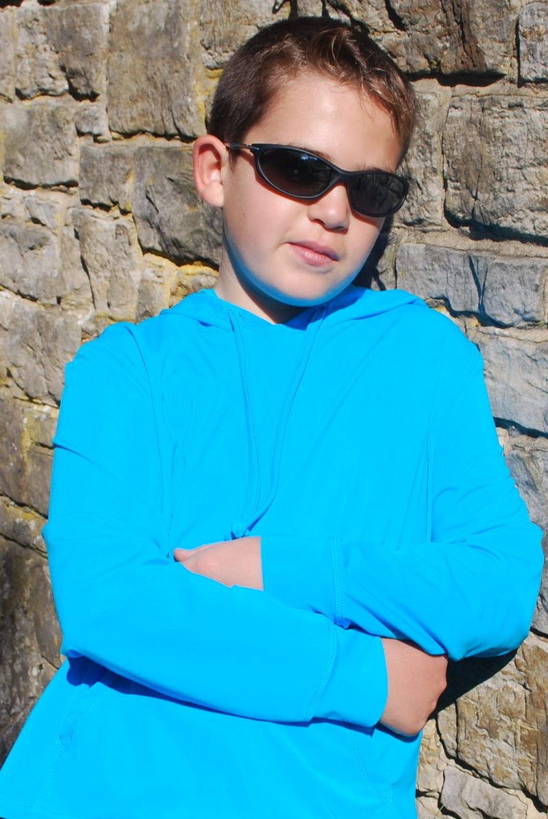 Unisex Long Sleeve Sun Protective Kids Hooded Top - UPF 50+, Age 0-10-zoom-