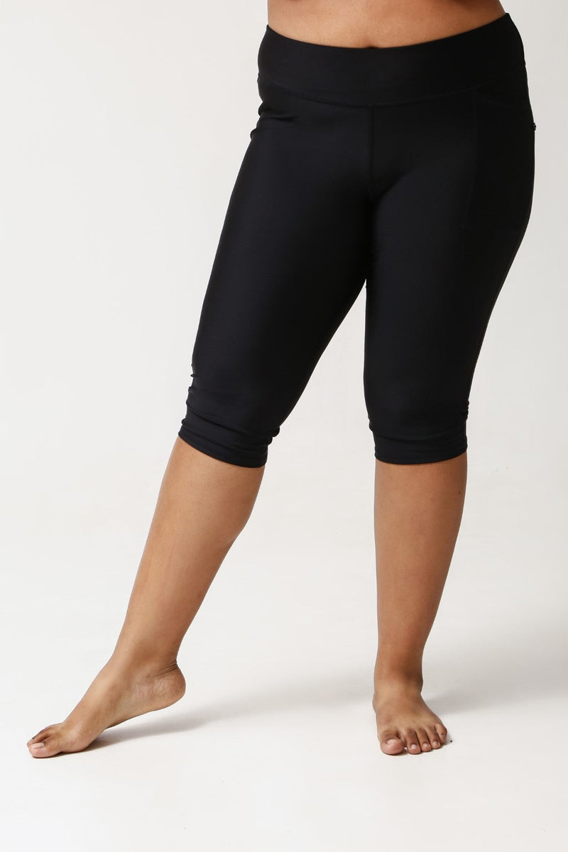 Capri Swim Tights - Black-zoom-