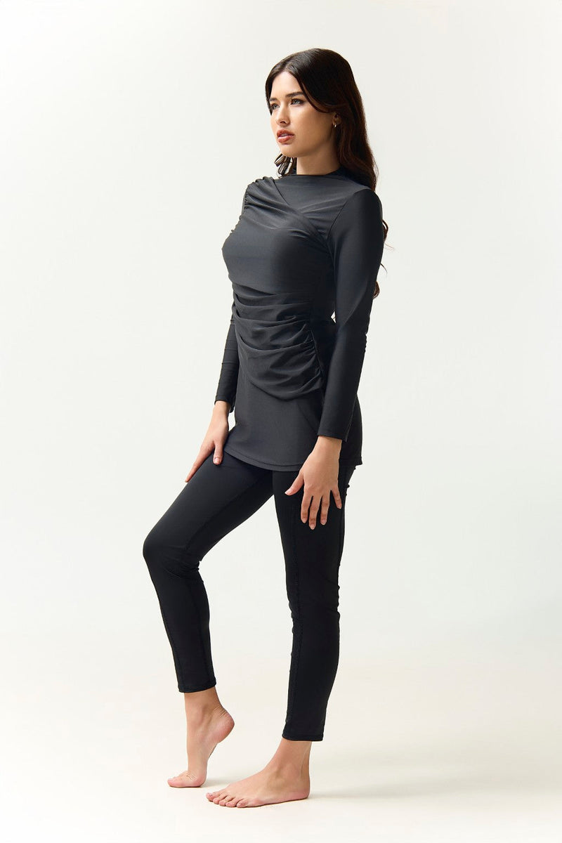 Diana Swim Dress - Black-zoom-