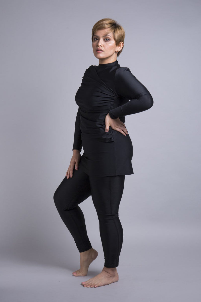 Diana Swim Dress - Black-zoom-