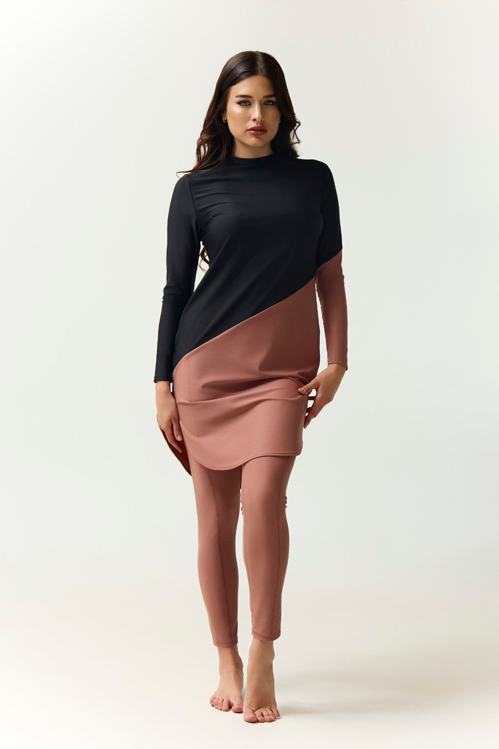 Maya Swim Dress - Black/Earth-1