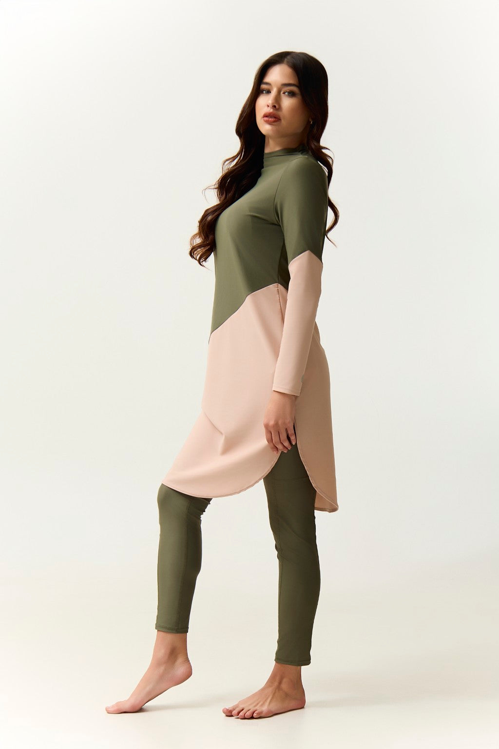 Maya Swim Dress - Olive/Shell-zoom-3