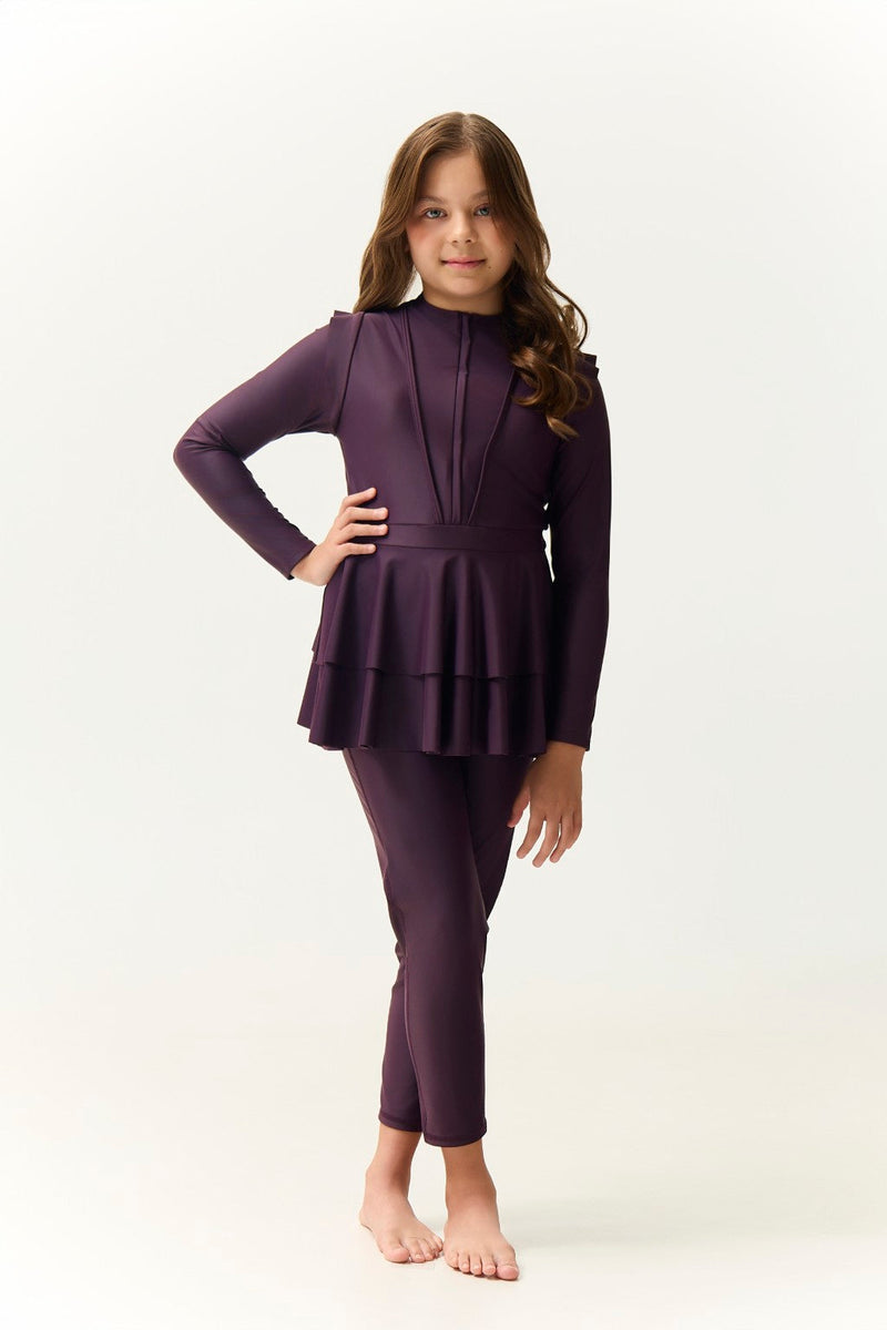 Serena Kids Two Piece Swimwear - Plum-zoom-