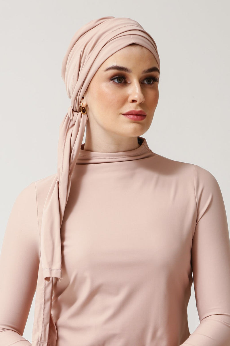 Self-tie Turban - Shell-zoom-