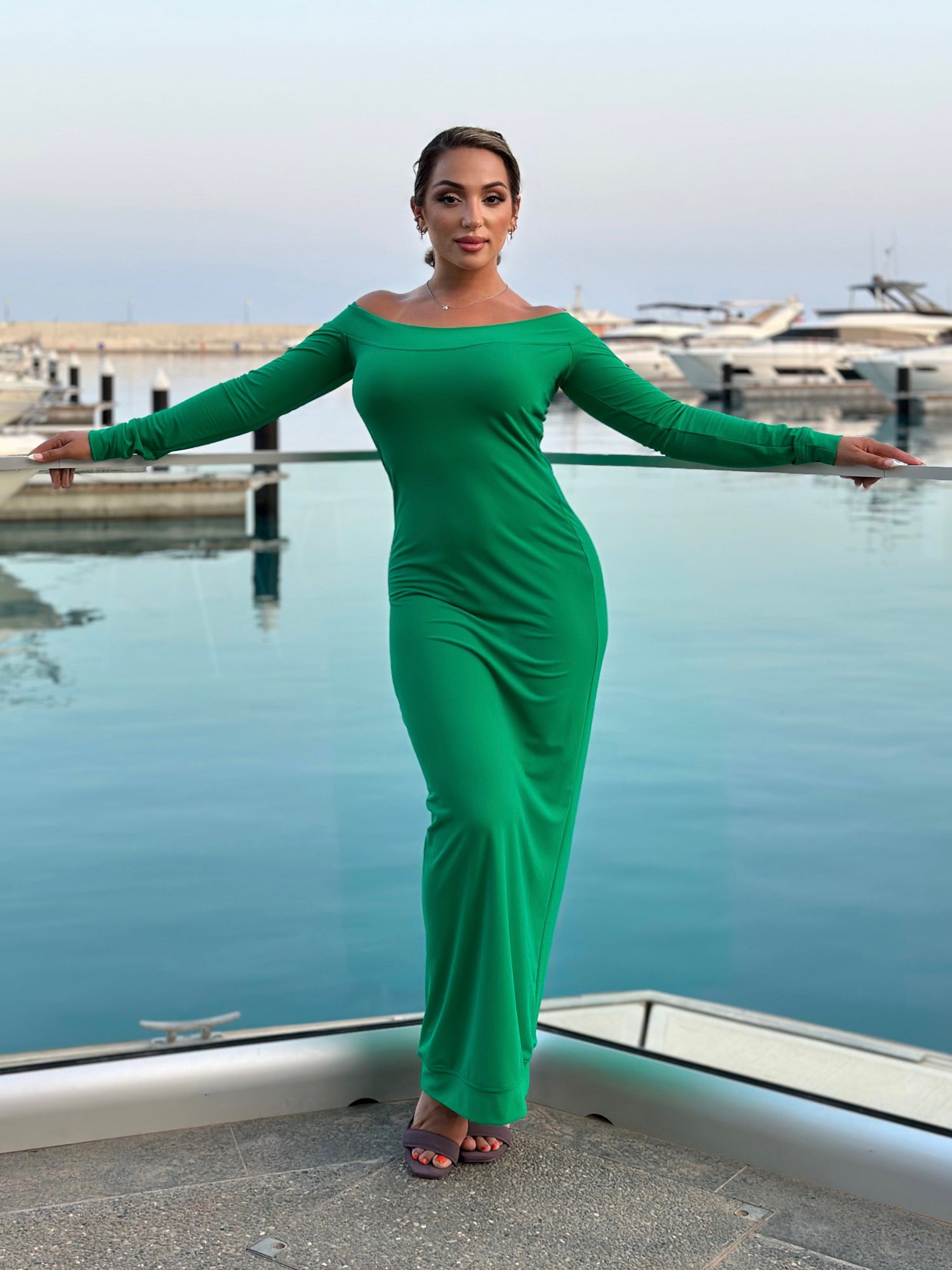 SunSibility Wide Band Off The Shoulder Dress, Long - UPF 50+