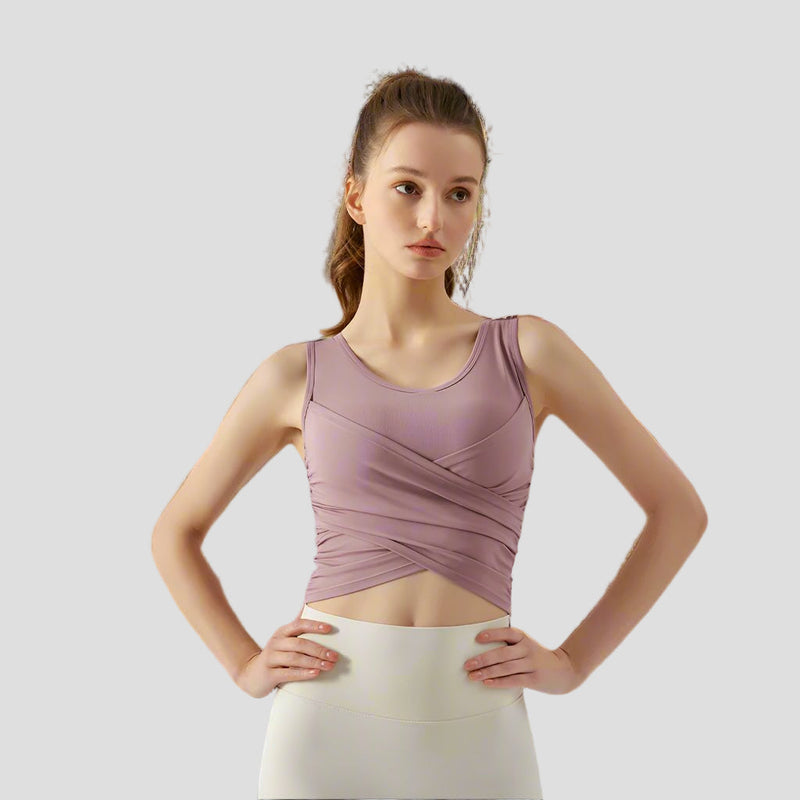 Cross Pleated Tank Top UPF 50+-zoom-
