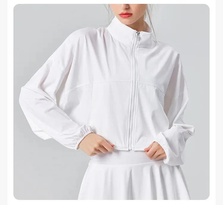 Stand Collar UPF50+ Crop Sport Jacket-7