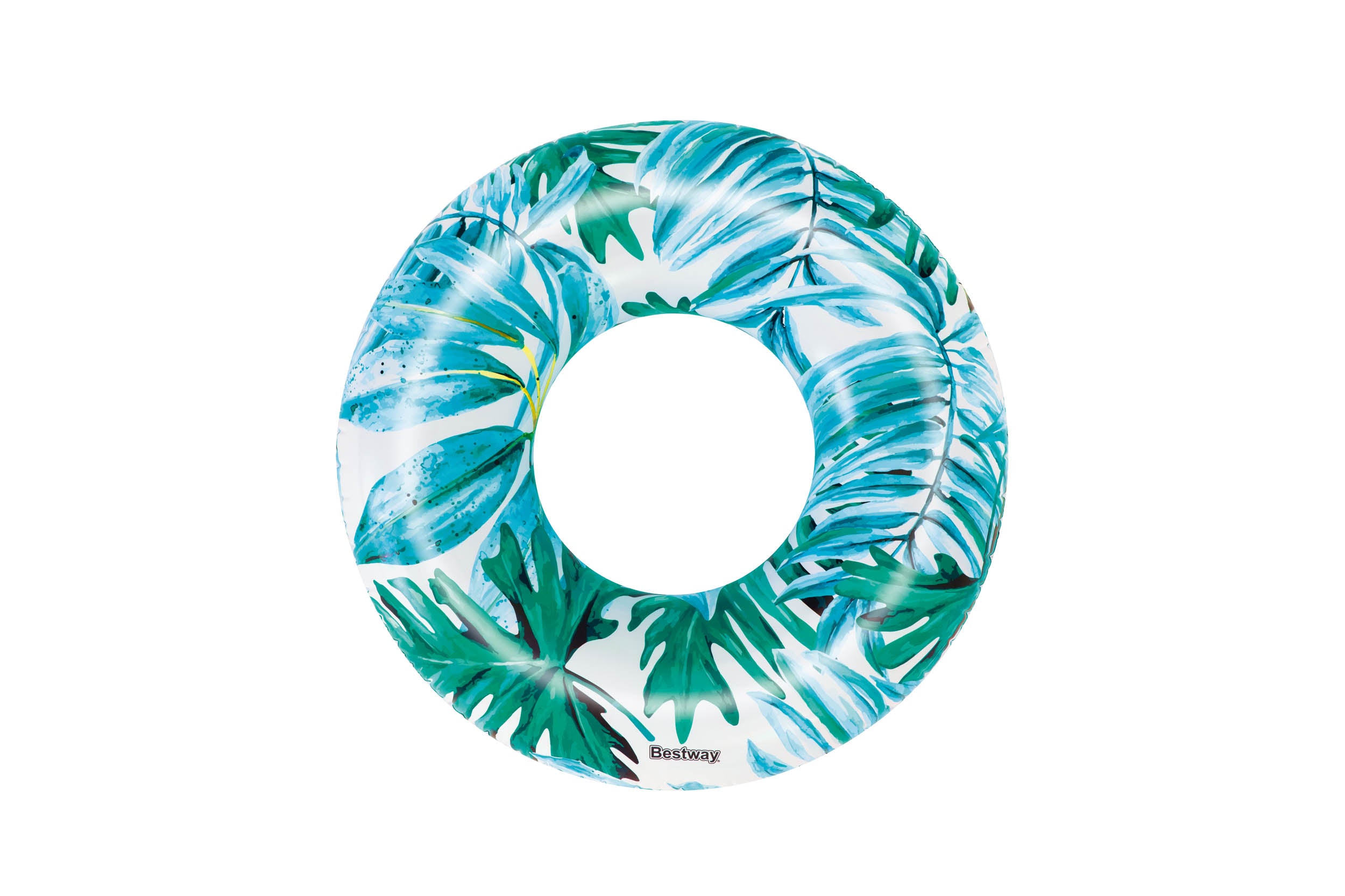 Tropical Palms Swim Ring Aqua Blue-zoom-1