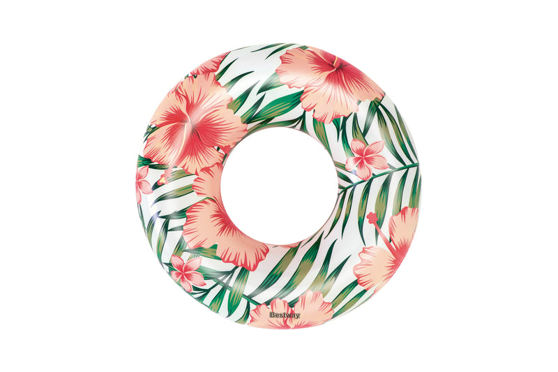 Tropical Palms Swim Ring Coral Pink-zoom-