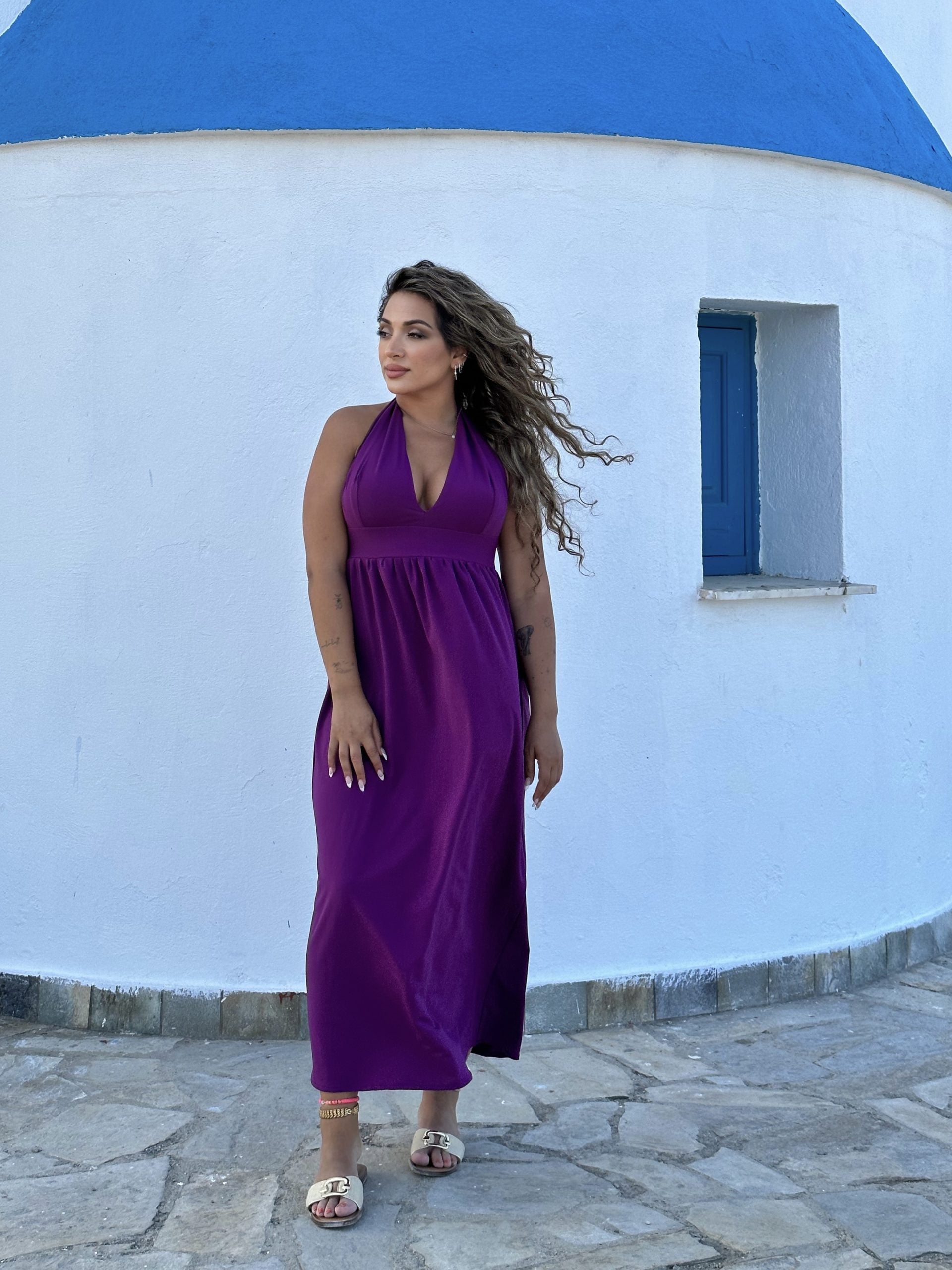 SunSibility Halter Neck Ruched Long Dress - UPF 50+-zoom-3