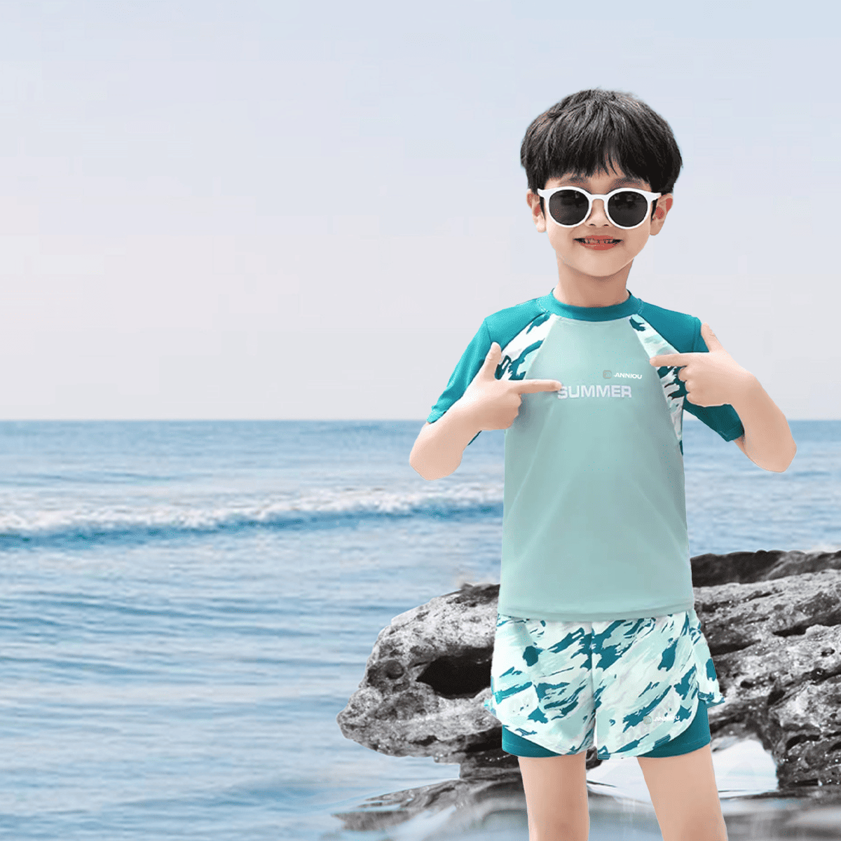 Boys UPF 50+ Camo Swimwear Set-1