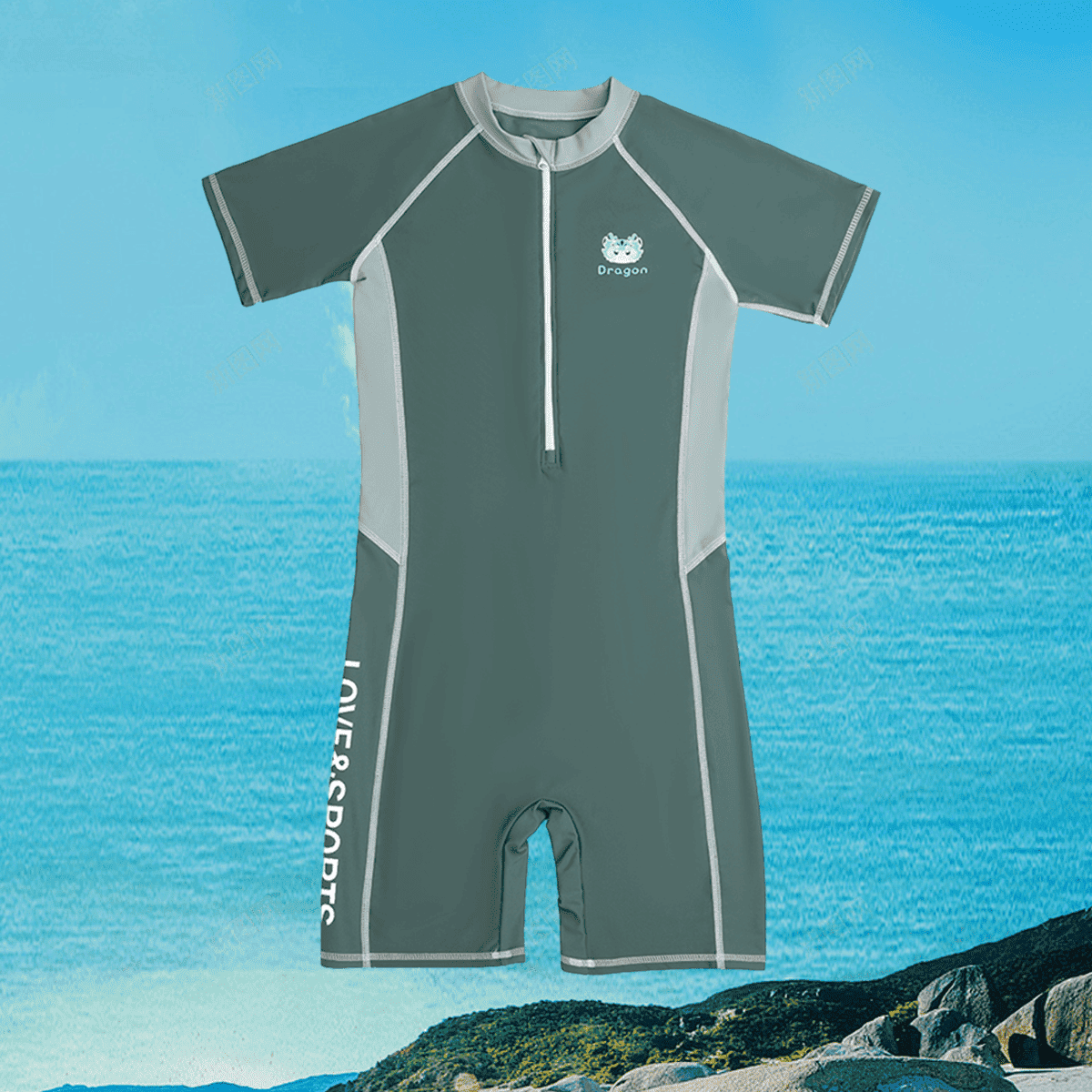 Boys' UPF 50+ Rash Guard Swimsuit-3