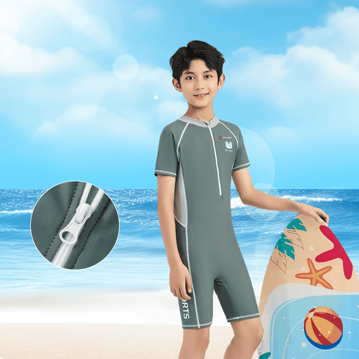 Boys' UPF 50+ Rash Guard Swimsuit-zoom-4
