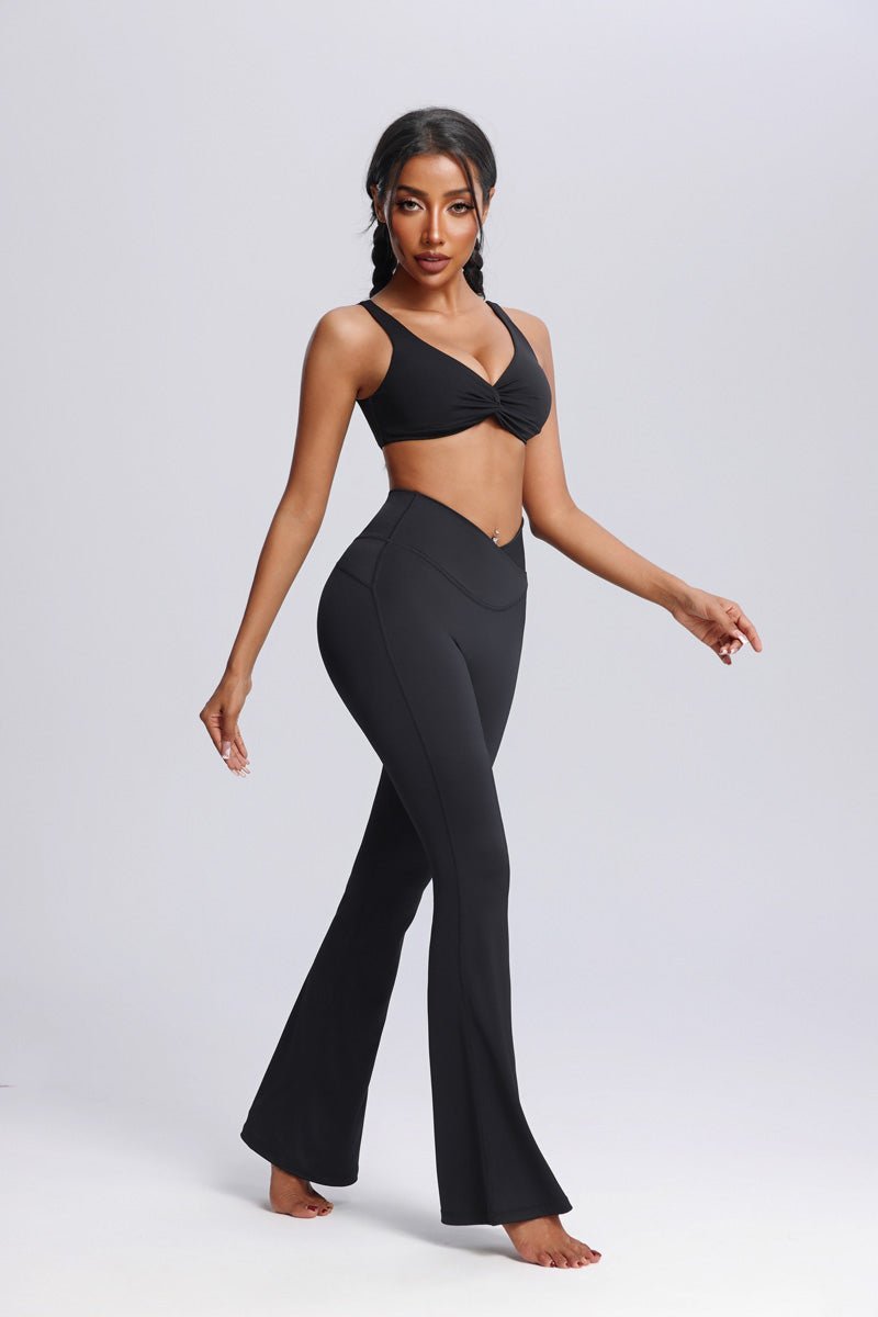 Crisscross Waist Flared Yoga Pants-12