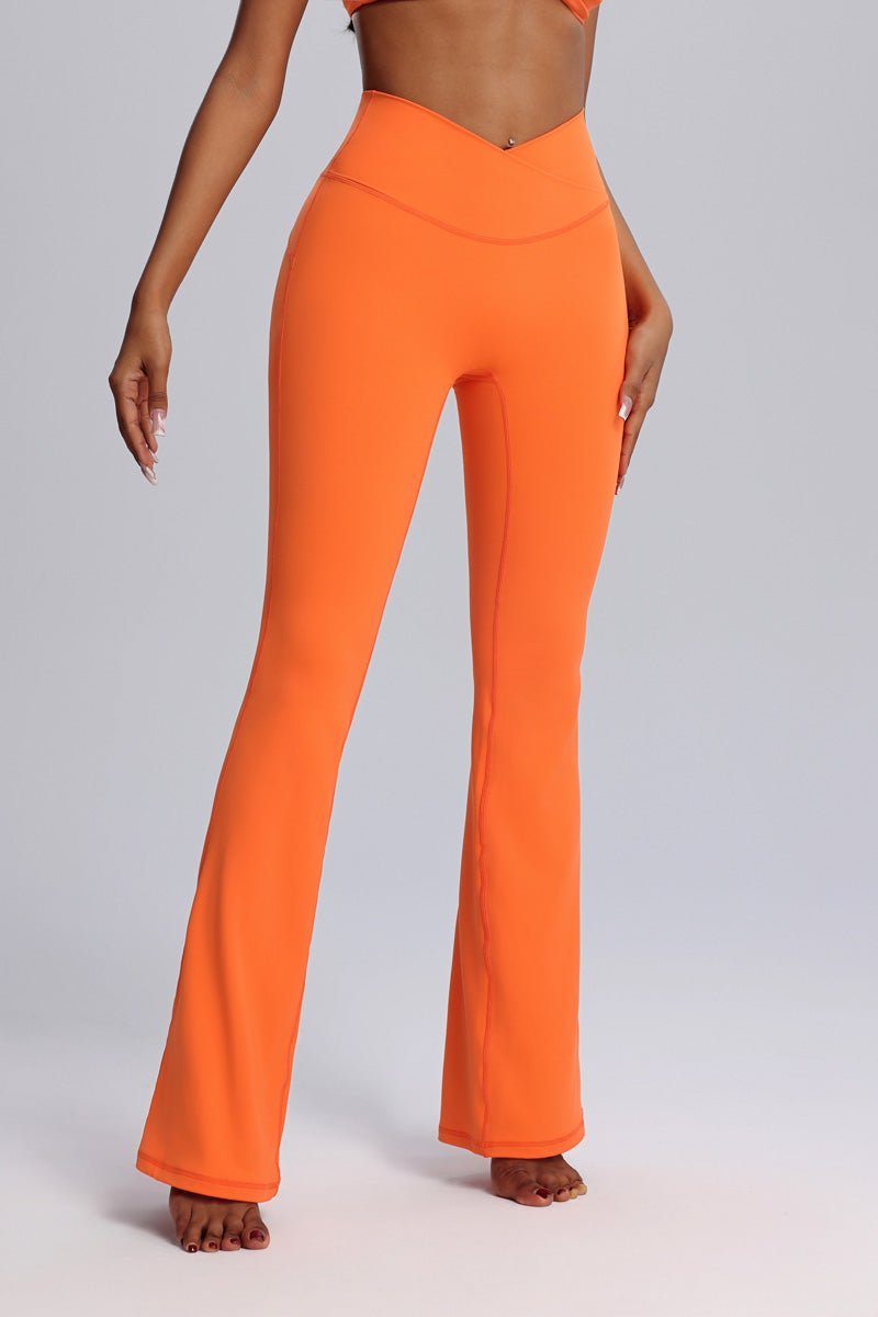 Crisscross Waist Flared Yoga Pants-zoom-