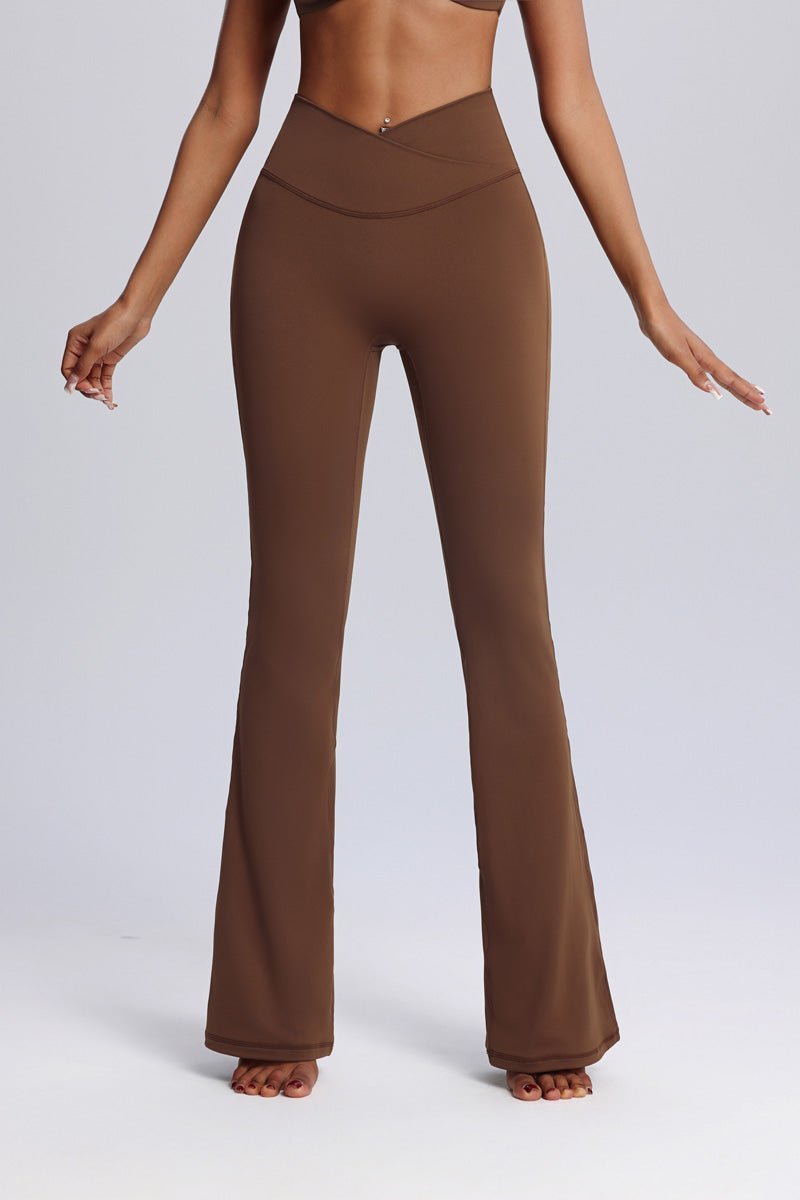 Crisscross Waist Flared Yoga Pants-zoom-