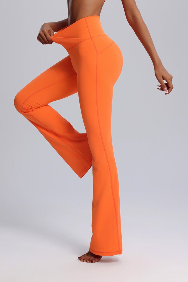Crisscross Waist Flared Yoga Pants-zoom-