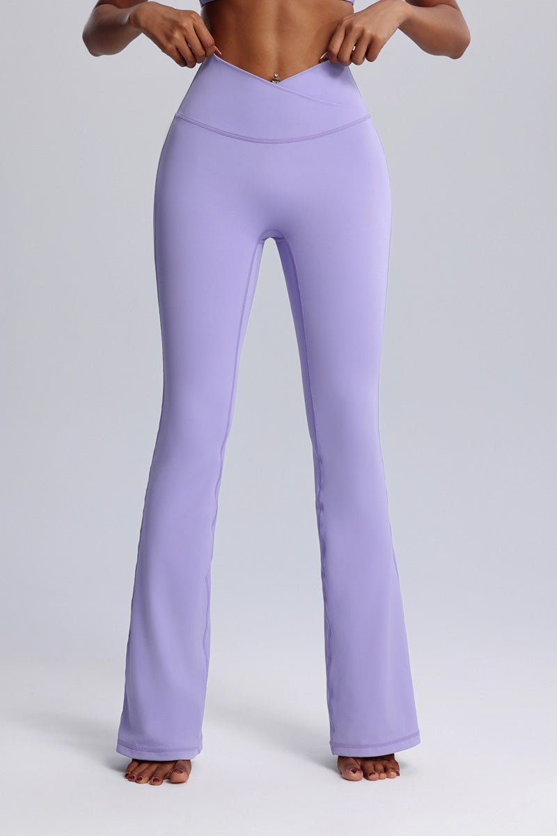Crisscross Waist Flared Yoga Pants-5