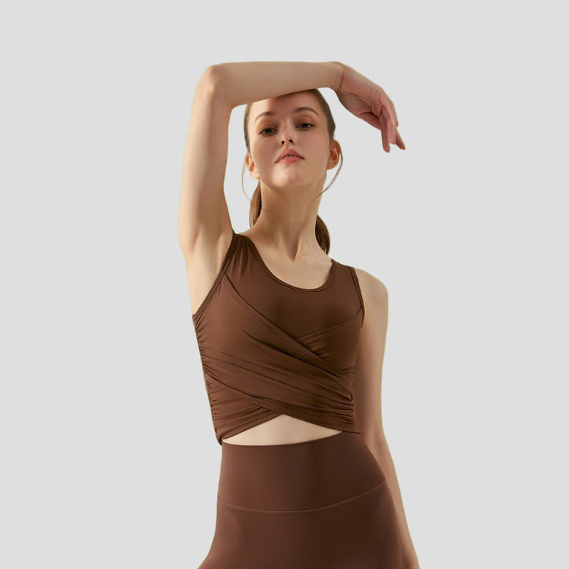 Cross Pleated Tank Top UPF 50+-zoom-