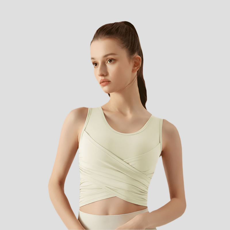Cross Pleated Tank Top UPF 50+-zoom-