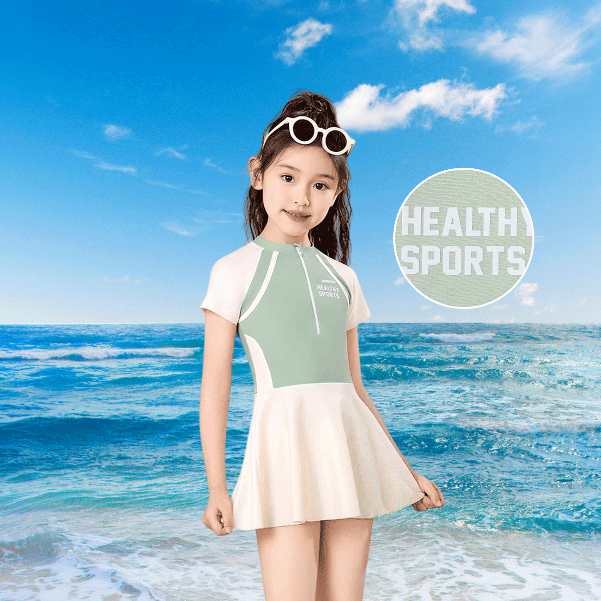 Girl's UPF 50+ Swim Dress-zoom-1
