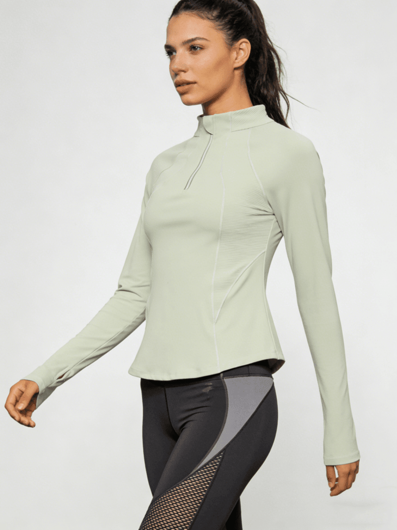 Half Zipper Yoga Top UPF 50+-zoom-