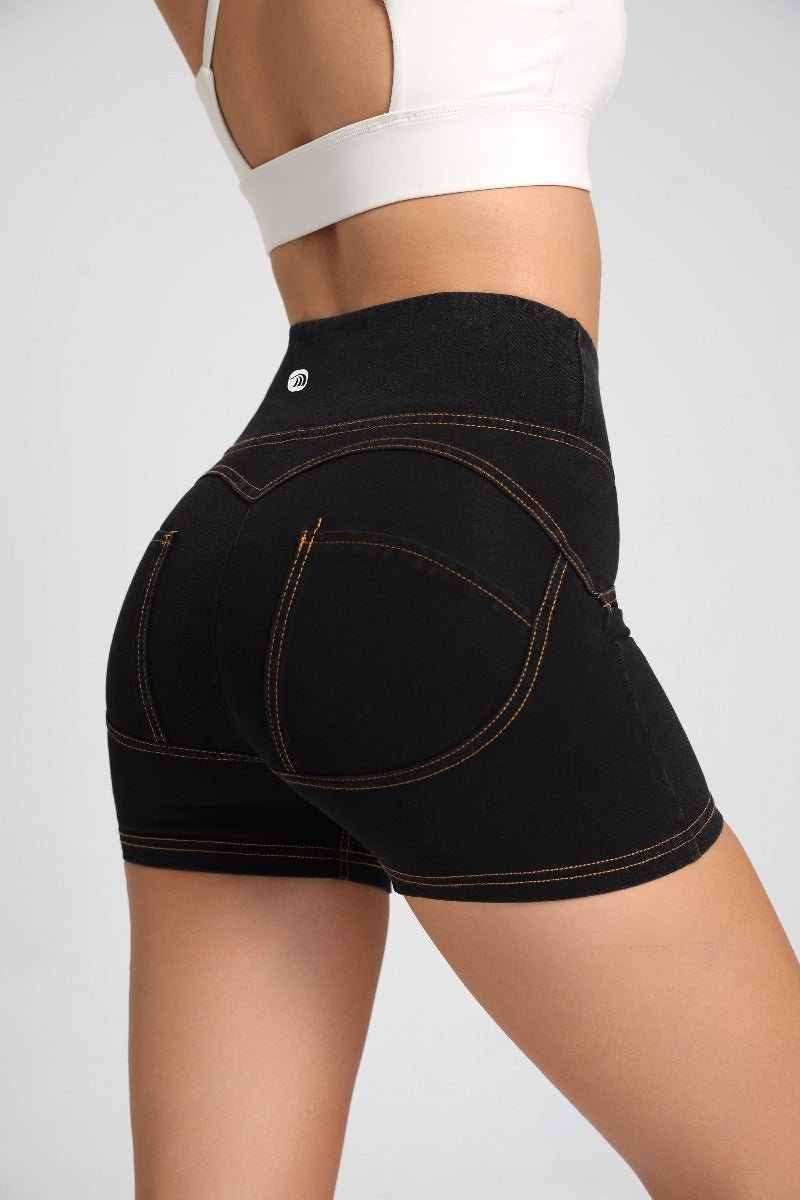 High Waist Peach Hip Denim Shorts-zoom-