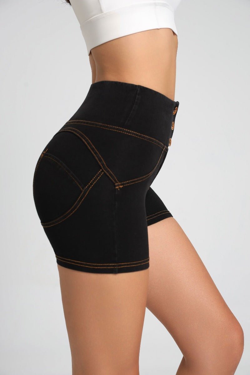 High Waist Peach Hip Denim Shorts-zoom-
