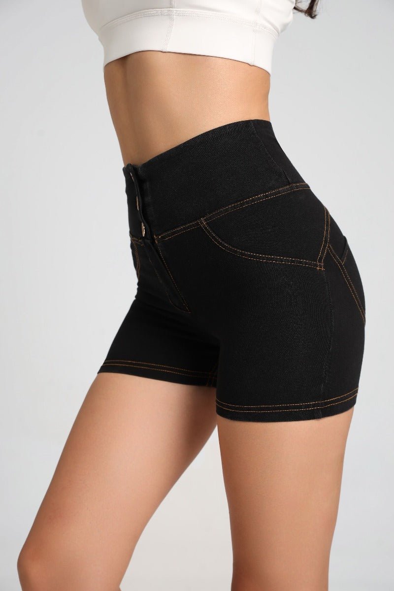 High Waist Peach Hip Denim Shorts-zoom-