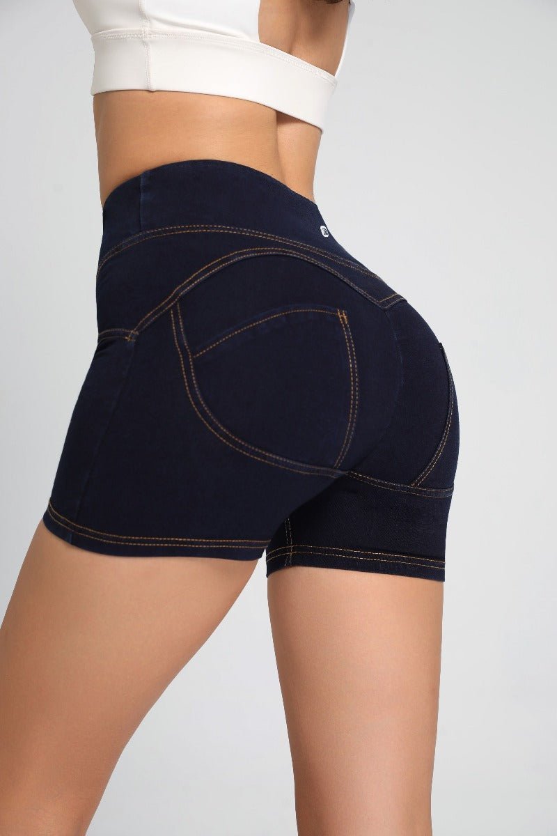 High Waist Peach Hip Denim Shorts-18