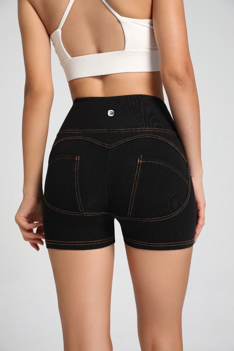High Waist Peach Hip Denim Shorts-zoom-2