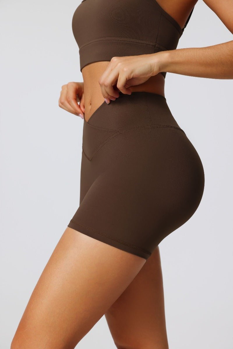 High Waist Peach Hip Yoga Shorts-zoom-8