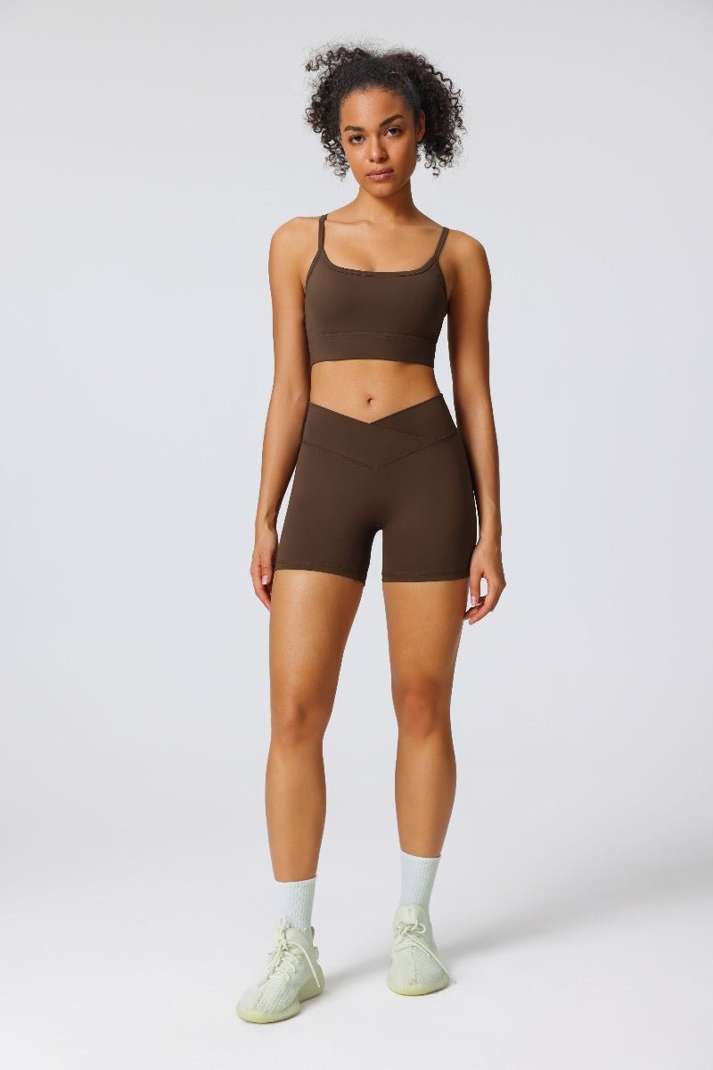 High Waist Peach Hip Yoga Shorts-zoom-