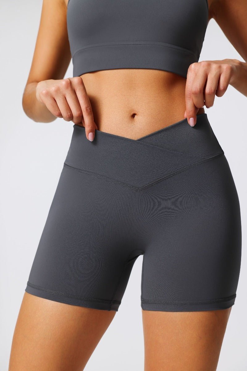High Waist Peach Hip Yoga Shorts-zoom-