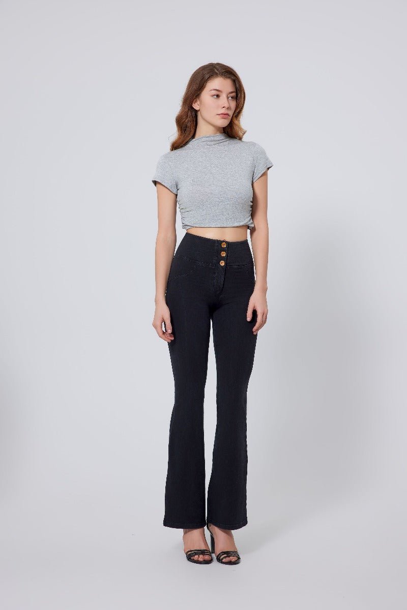 High Waist Straight Flare Jeans-zoom-