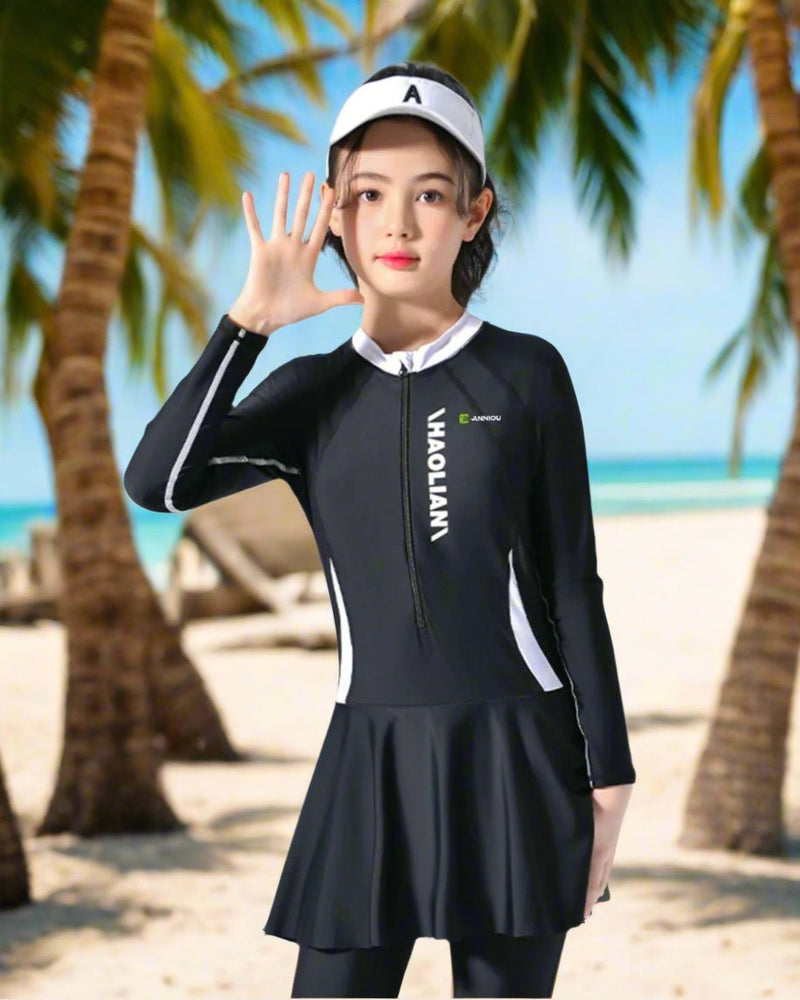 Kids UPF 50+ Skirt Swimsuit-zoom-