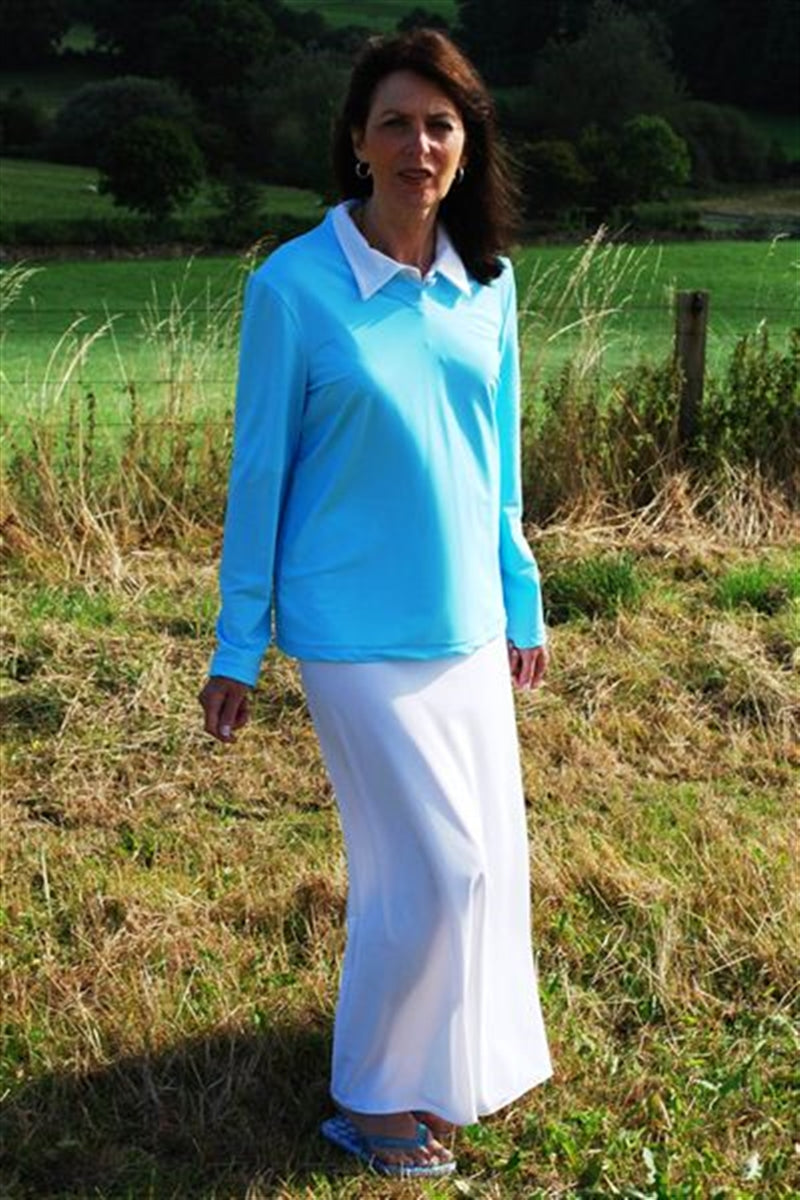 Ready to Dispatch - Long Sleeve V-Neck Top Ardesia Navy Size 14 - UPF 50+-zoom-