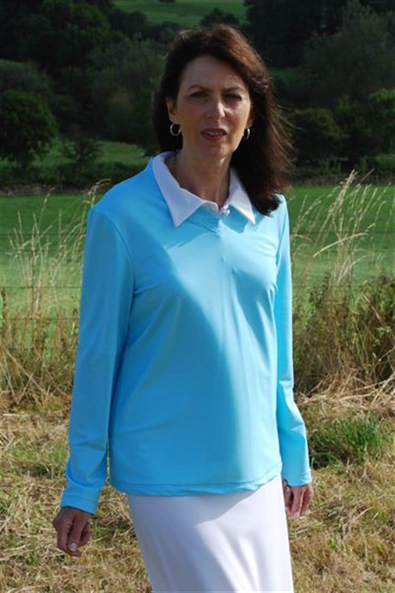 Ready to Dispatch - Long Sleeve V-Neck Top Ardesia Navy Size 14 - UPF 50+-4
