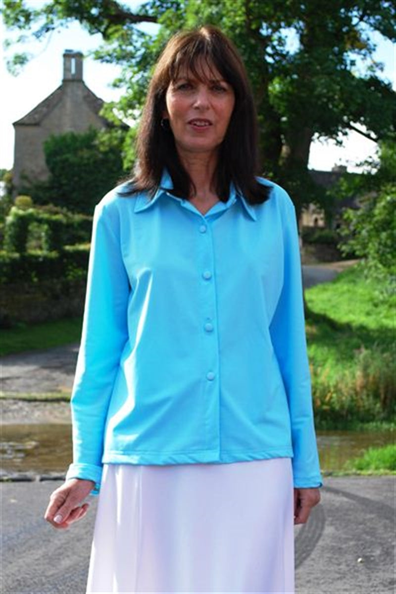 Ready to Dispatch - Long Sleeve Shirt Bianco White Size 16 - Fabric Buttons - UPF 50+-zoom-
