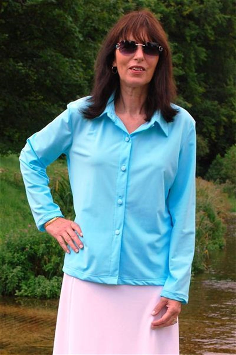 Ready to Dispatch - Long Sleeve Shirt Bianco White Size 16 - Fabric Buttons - UPF 50+-4