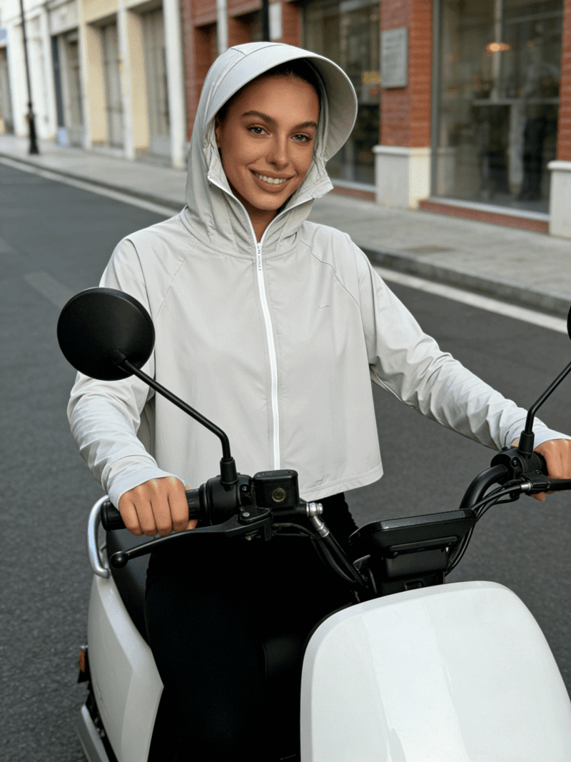 Thumbhole Crop Hooded Jacket-zoom-