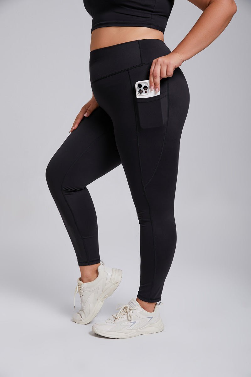 Plus Size Side Pocket Yoga Leggings-zoom-