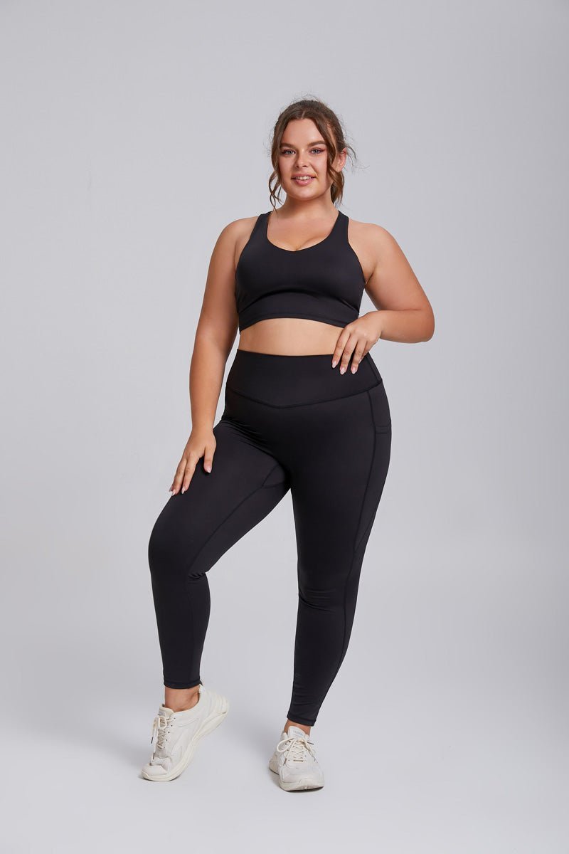 Plus Size Side Pocket Yoga Leggings-14
