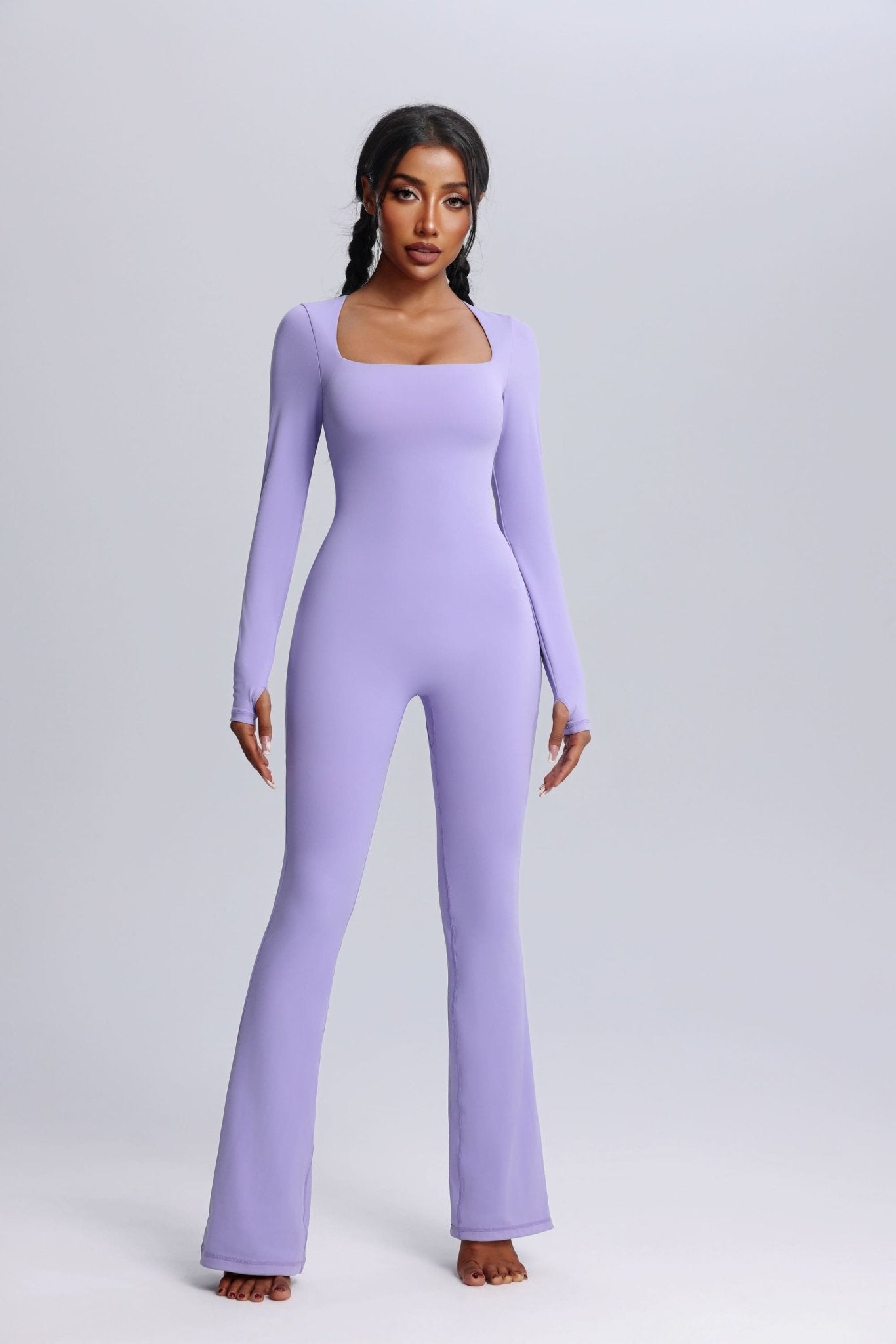Square Neck Flared Yoga Jumpsuit
