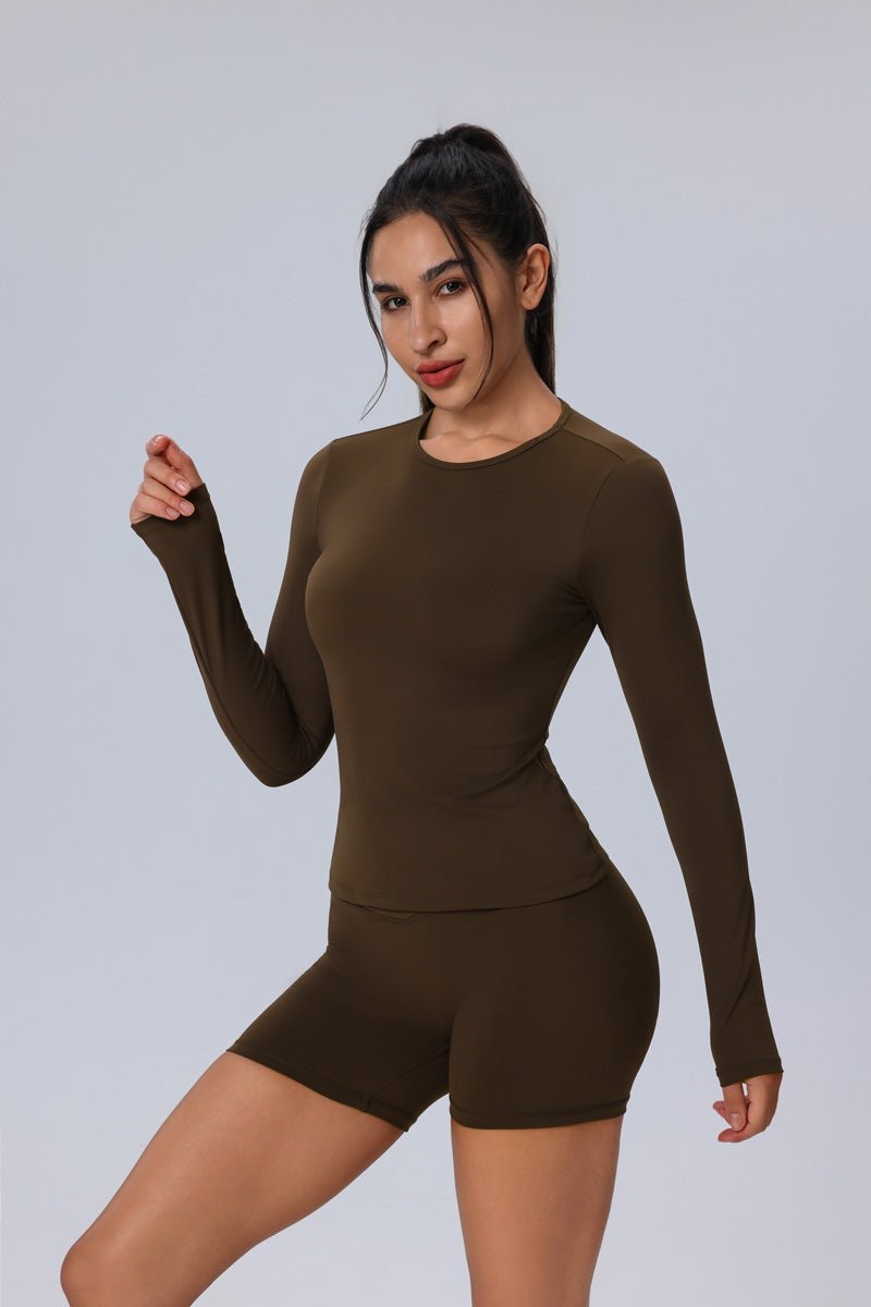 Thumbhole Long Sleeve Yoga Top-zoom-