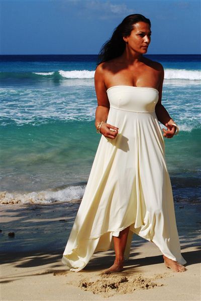 Strapless Waterfall Dress ( Long ) - UPF 50+-zoom-